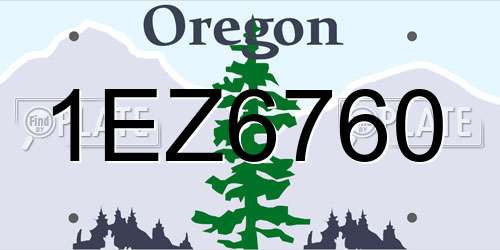 1EZ6760 Oregon License Plate