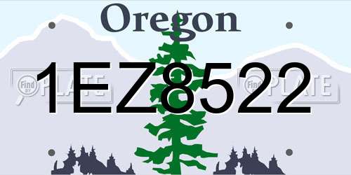 1EZ8522 Oregon License Plate