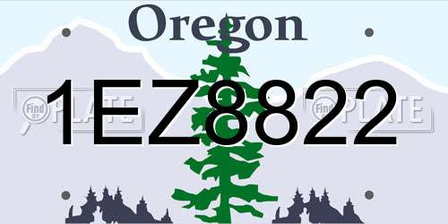 1EZ8822 Oregon License Plate