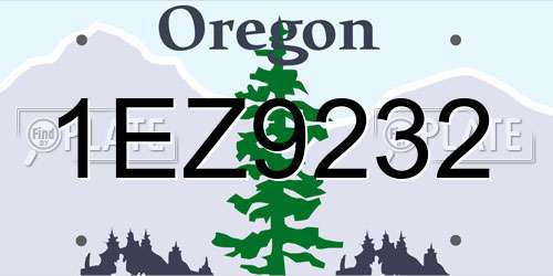 1EZ9232 Oregon License Plate