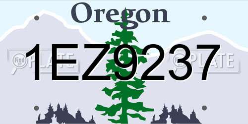 1EZ9237 Oregon License Plate