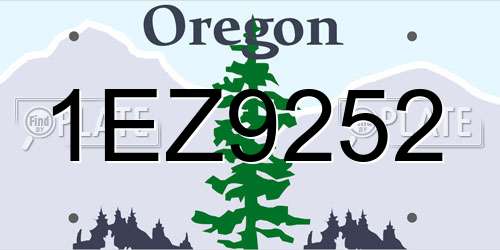 1EZ9252 Oregon License Plate