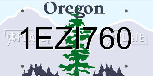 1EZI760 Oregon License Plate