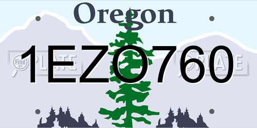 1EZO760 Oregon License Plate