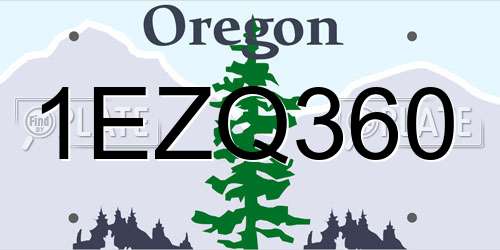 1EZQ360 Oregon License Plate