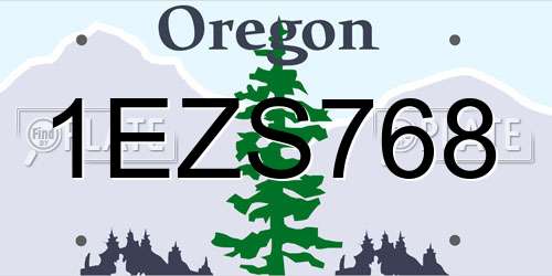 1EZS768 Oregon License Plate