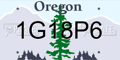 1G18P6 Oregon License Plate