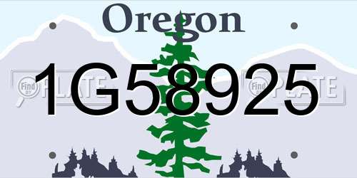 1G58925 Oregon License Plate