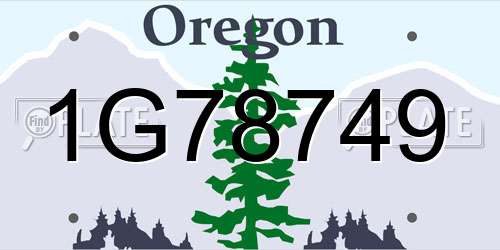 1G78749 Oregon License Plate