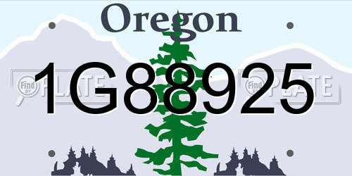 1G88925 Oregon License Plate