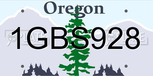 1GBS928 Oregon License Plate