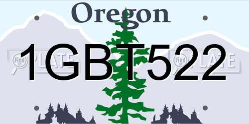 1GBT522 Oregon License Plate