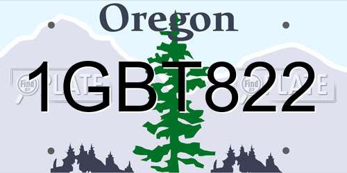 1GBT822 Oregon License Plate