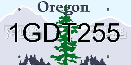 1GDT255 Oregon License Plate