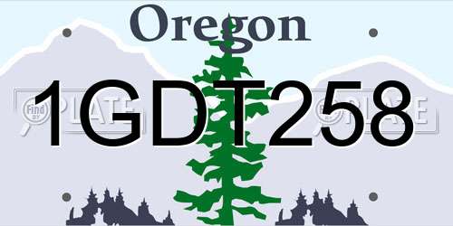 1GDT258 Oregon License Plate
