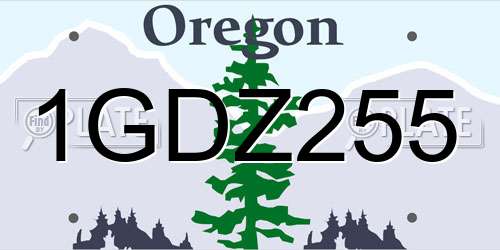 1GDZ255 Oregon License Plate