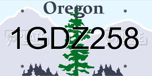 1GDZ258 Oregon License Plate