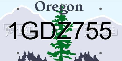 1GDZ755 Oregon License Plate