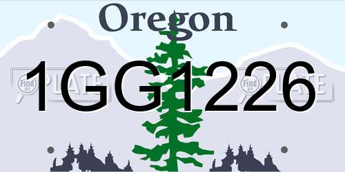 1GG1226 Oregon License Plate