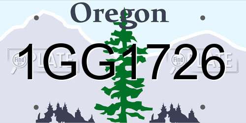 1GG1726 Oregon License Plate