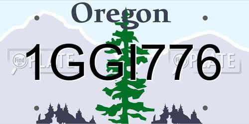 1GGI776 Oregon License Plate