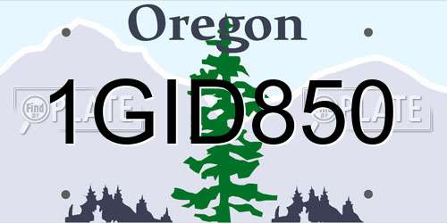 1GID850 Oregon License Plate