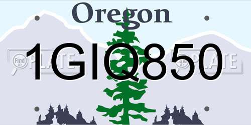 1GIQ850 Oregon License Plate
