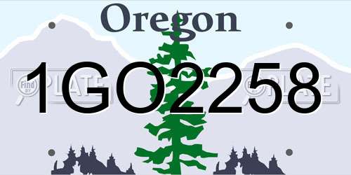 1GO2258 Oregon License Plate