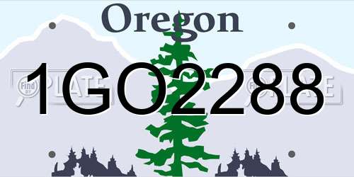 1GO2288 Oregon License Plate
