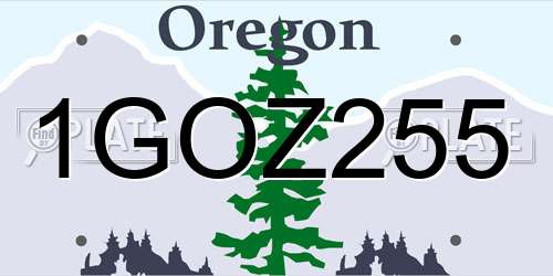 1GOZ255 Oregon License Plate
