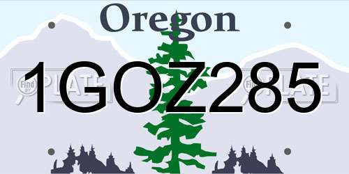 1GOZ285 Oregon License Plate
