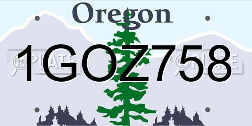 1GOZ758 Oregon License Plate