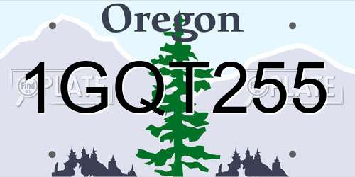 1GQT255 Oregon License Plate