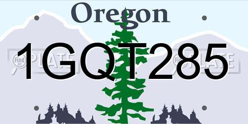 1GQT285 Oregon License Plate