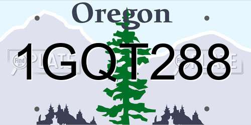 1GQT288 Oregon License Plate