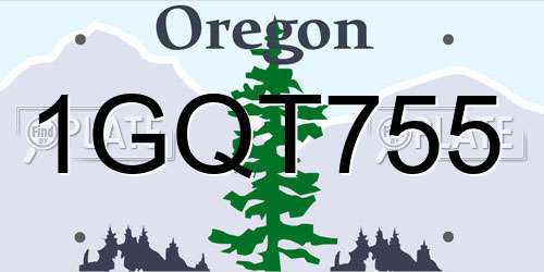 1GQT755 Oregon License Plate
