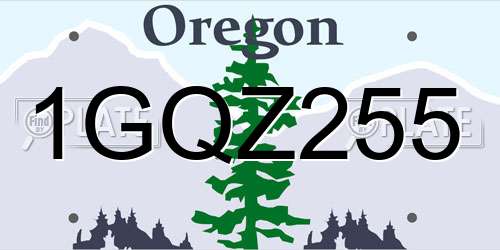 1GQZ255 Oregon License Plate