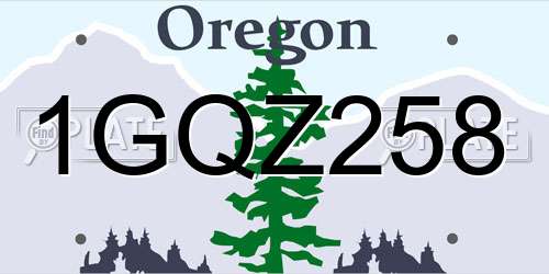 1GQZ258 Oregon License Plate