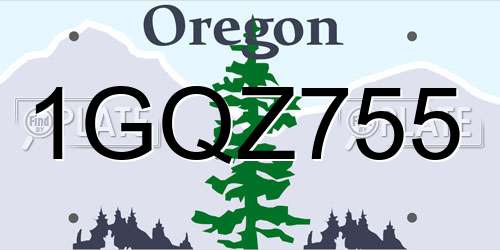 1GQZ755 Oregon License Plate