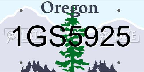 1GS5925 Oregon License Plate