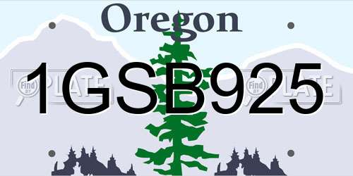 1GSB925 Oregon License Plate