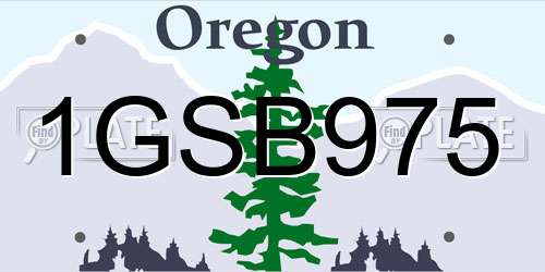 1GSB975 Oregon License Plate