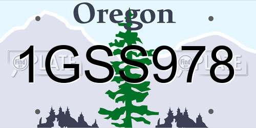 1GSS978 Oregon License Plate