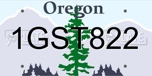1GST822 Oregon License Plate