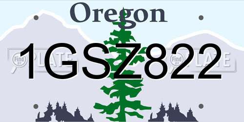 1GSZ822 Oregon License Plate