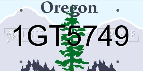 1GT5749 Oregon License Plate