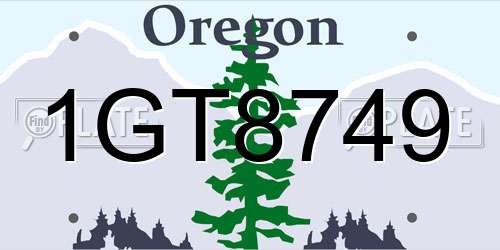1GT8749 Oregon License Plate