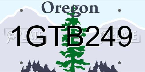 1GTB249 Oregon License Plate