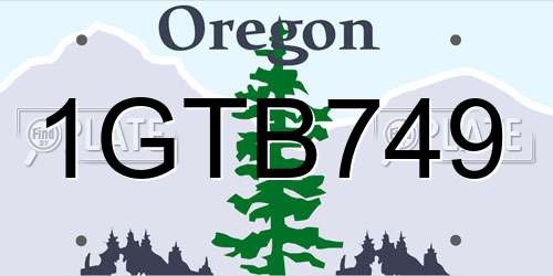 1GTB749 Oregon License Plate