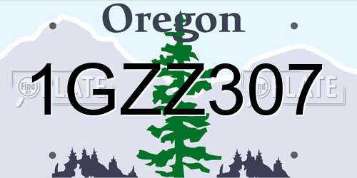 1GZZ307 Oregon License Plate